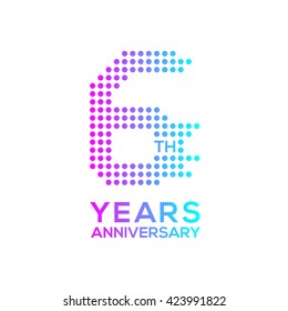 6 years anniversary with a circle,dotted,digital,technology logo