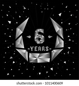6 years anniversary design template. Low poly design.