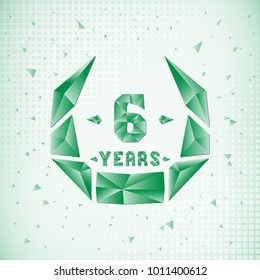6 years anniversary design template. Low poly design.