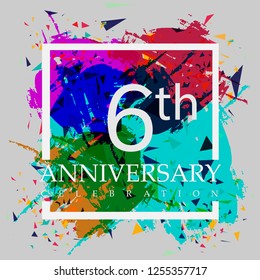 6 years anniversary design template Vector and illustration, color collaboration for greeting cards