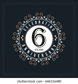 6 years anniversary design template. Vector and illustration. celebration anniversary logo. classic, vintage style