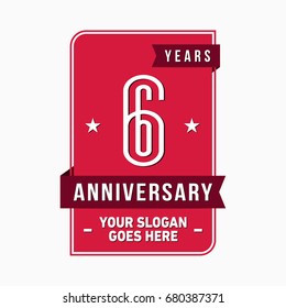 6 years anniversary design template. Vector and illustration.