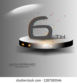 6 years anniversary design vector templates and illustrations, concepts in the future by giving a sci fi feel effect