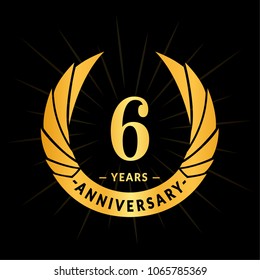 6 years anniversary. Elegant anniversary design. 6 years logo.