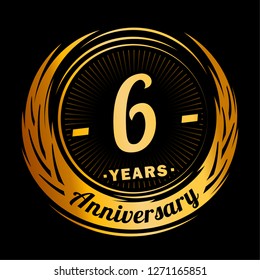 6 years anniversary. Elegant anniversary design. 6 years logo.