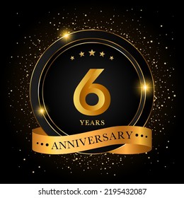 6 Years Anniversary Golden Anniversary Celebration Stock Vector ...