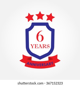 6 years anniversary icon or emblem.6th anniversary label. Celebration, invitation and congratulation design element. Colorful vector illustration.