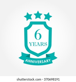 6 years anniversary icon or emblem.6th anniversary label. Celebration, invitation and congratulation design element. Colorful vector illustration.