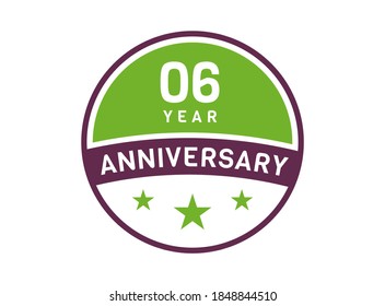 6 years anniversary image, 6 year Anniversary logo isolated on white background