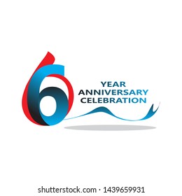 6 years anniversary linked logotype with red color isolated on white background for company celebration event