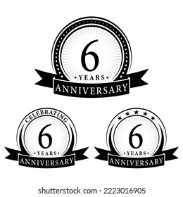 6 years anniversary logo collections. Set of 6th Anniversary logotype template. Vector and illustration.