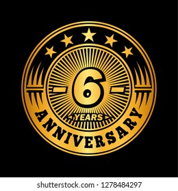 6 years anniversary. Anniversary logo design. Vector and illustration.