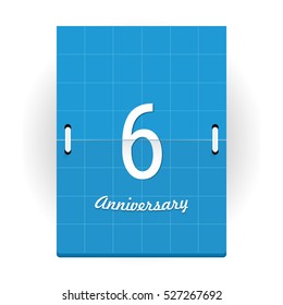 6 Years Anniversary Logo Designed like Flip Calendar