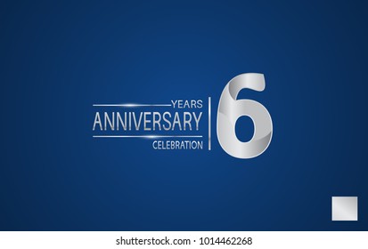 6 years anniversary logo with elegance silver color isolated on blue background for celebration event