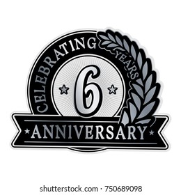6 years anniversary logo template. Vector and illustration.