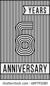 6 years anniversary logo. Vector and illustration. Line art anniversary design template.
