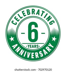 6 years anniversary logo. Vector and illustration.