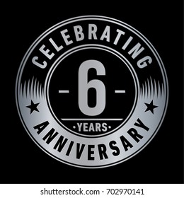 6 years anniversary logo. Vector and illustration.
