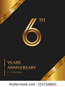 6 Years Anniversary logotype. Anniversary celebration template design for booklet, leaflet, magazine, brochure poster, banner, web, invitation or greeting card. Vector illustrations.