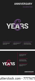 6 Years Anniversary Logotype design with overlapping styles between numbers and letters