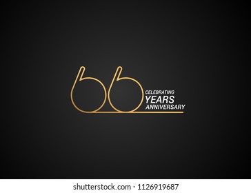6 Years anniversary logotype with golden colored font numbers made of one connected line, isolated on black background for company celebration event, birthday