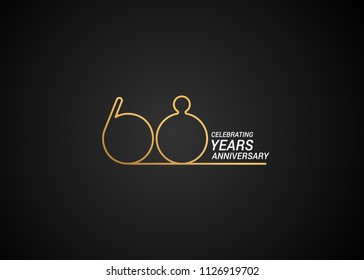 6 Years anniversary logotype with golden colored font numbers made of one connected line, isolated on black background for company celebration event, birthday