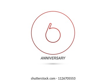 6 Years Anniversary logotype with rounded and simple red colored font numbers isolated on white background for company celebration event, birthday