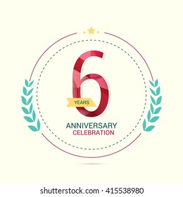 6 Years Anniversary with Low Poly Design and Laurel Ornaments