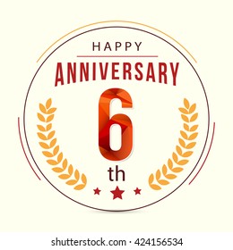  6 Years Anniversary with Low Poly Design and Laurel Ornaments