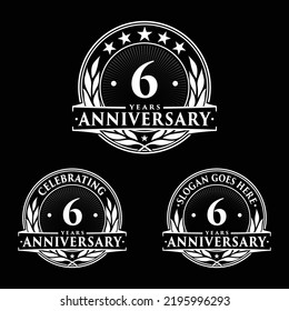 6 years anniversary set. 6th celebration logo collection. Vector and illustration. 