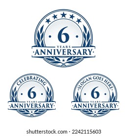 6-jähriges Jubiläum. 6. Kollektion des Feierlichen Logos. Vektorgrafik und Illustration. 