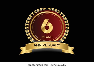 6 years anniversary vector icon, logo. Design element with modern graphic style number for 6th anniversary