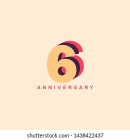 6 Years Anniversary Vector Template Design Illustration