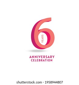 6 years anniversary vector template.