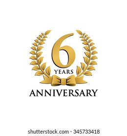 6 Years Anniversary Wreath Ribbon Logo 