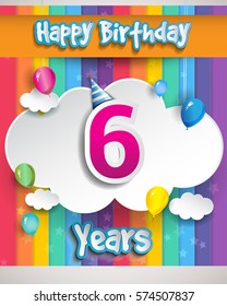 6 Years Birthday Celebration Balloons Clouds Stock Vector (Royalty Free ...