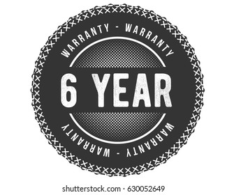 6 years black warranty label icon vector vintage grunge retro