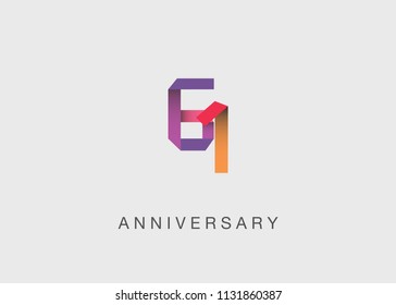 6 Years colorful Anniversary design with overlapping font number, isolated on white background