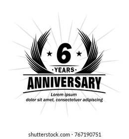 6 years design template. Anniversary vector and illustration template.