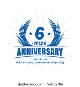 6 years design template. Anniversary vector and illustration template.