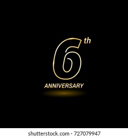 6 years golden line anniversary celebration logo design