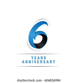 6 Years Green and Yellow  Anniversary  Logo Celebration Isolated on White Background