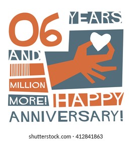 6 Years Happy Anniversary (Vector Illustration Concept Design)