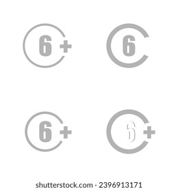 6+ years icon on white background, vector illustration