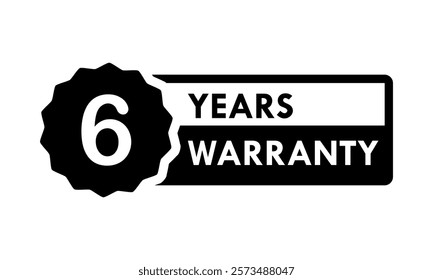 6 years and lifetime warranty label template illustration