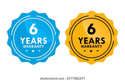 6 years and lifetime warranty label template illustration