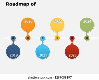 6 Years Roadmap Infographic Template. From 2019 to 2024. Flat style graphic design infographic Background. Can be used for Presentation. Can put your text in space provided in infographic. Vector