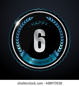 6 Years Silver anniversary logo, low poly design number