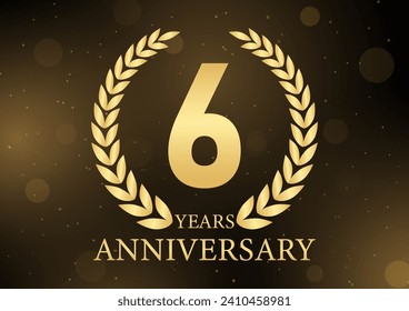 6 Years or Six Years Anniversary Logo. Anniversary Celebration Logo for Wedding, Birthday Party or Celebration. Vector Illustration.