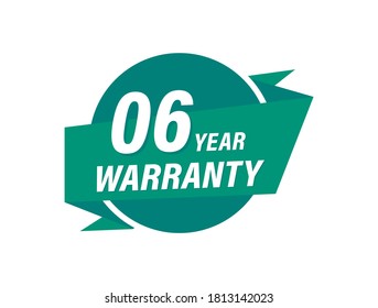 6 Years Warranty Badge Vector Images